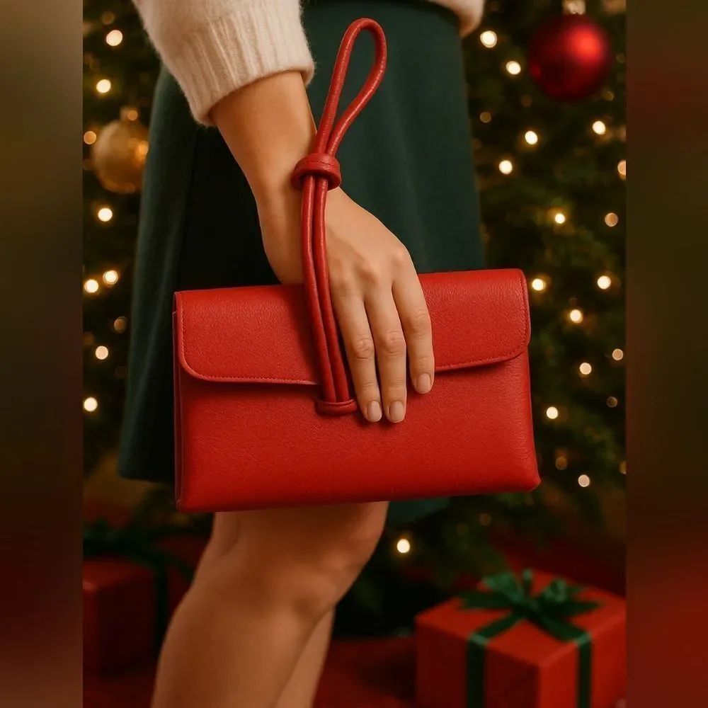 Boleo  Feelin' 22 Limited Edition Wristlet-Red Pebble Leather/Crossbody Strap❤️